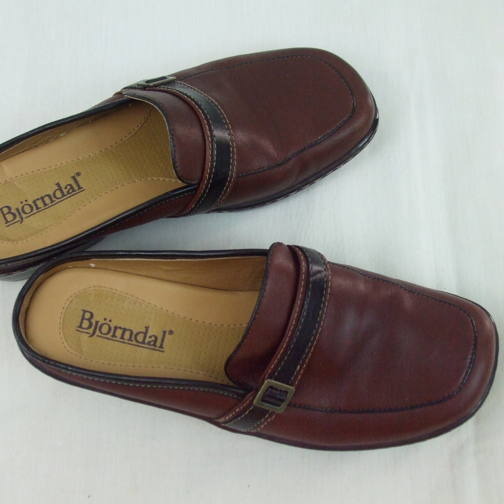 Bjorndal Zyla Brown Leather Shoes Slip On Mules 7M